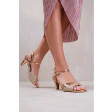 Gold Heeled Sandals Where's That From Portugal Wide Fit Low Heel Sandals - Gold