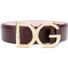 Red - Women Belts Dolce & Gabbana Bordeaux Calf Leather Buckle Belt Brown