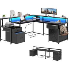 Moasis 63 Inch Corner LED Computer Writing Desk