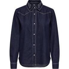 JdY Bella Embroidery Shirt - Dark Blue Denim