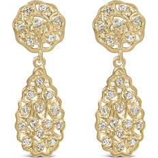 Jewelry Haus of Brilliance 14K Yellow Gold Plated Sterling Silver 1/5 Cttw Diamond Teardrop Filigree Earrings (H-I Color, I1-I2 Clarity)