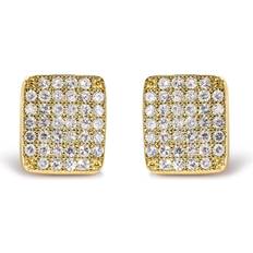 Jewelry Haus of Brilliance 14K Yellow Gold 1/2 Cttw Diamond Square Shaped Composite Cluster Stud Earrings (I-J Color, I1-I2 Clarity)