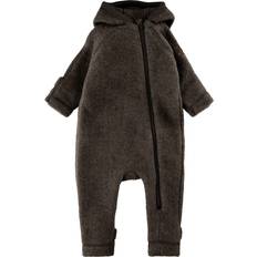 Mikk-Line Wool Baby Suit with Ears - Dark Brown Melange (50041)