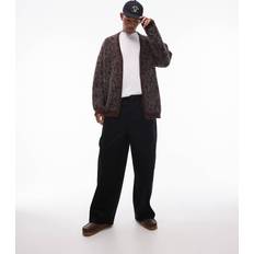 Topman Wide Leg Corduroy Pants - Black
