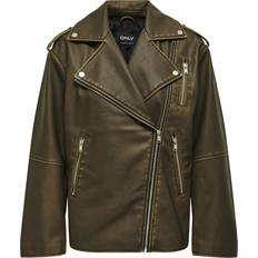 Dame - Skinnjakker Only Montana Faux Leather Jacket - Brown/Wren