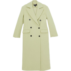 Karen Millen Italian Wool Strong Shoulder Anti Fit Midi Coat - Lime