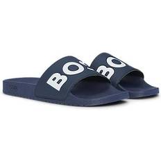 Orange Slides BOSS Italian-Made Slides with Large Logo - Dark Blue