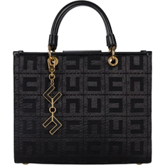 Elisabetta Franchi Shopper Bag in Jacquard Fabric With Charms - Black