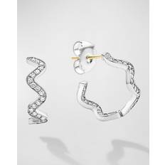 Lagos Caviar Spark Diamond Wave Hoop Earrings in Sterling Silver