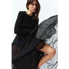 H&M Skirts H&M Black Sheer Pleated Skirt - Black