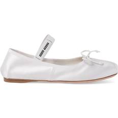 Miu Miu Satin Ballet Flats - White