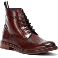 Man - Red Oxford Ben Sherman Alfred Brogue Leather Boots - Burgundy