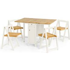 Julian Bowen Savoy Light Oak/White Dining Set 80x120cm 5pcs