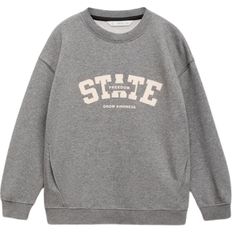 Pocket Sweatshirts Mango Printed Cotton Sweatshirt - Medium Heather Grey (77017931-STATE-LO)