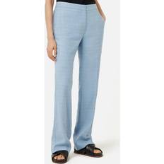 Jigsaw Mason Straight Linen Blend Trousers - Blue