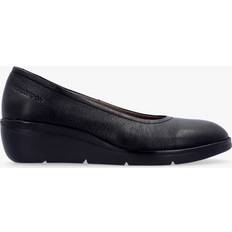 Fly London Black Heels & Pumps Fly London Numa Leather Low Wedge Pumps - Black Leather