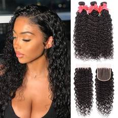 Hair Products Miss Gaga Water Wave 3 Bundles with Closure 18 20 22 16