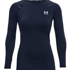 Yoga T-shirts Under Armour Women's HeatGear Compression Long Sleeve - Midnight Navy/White