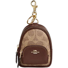 Coach Vesker Coach Mini Court Backpack Bag Charm In Signature Canvas - Gold/Tan/Brown