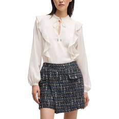 HUGO BOSS White Blouses HUGO BOSS Ruffle Tie Neck Blouse - Ivory