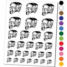 Cosmetics Sniggle Sloth Tuk-Tuk Auto Rickshaw Thailand Asian Taxi Water Resistant Temporary Tattoo Set Fake Body Art Collection Light Blue