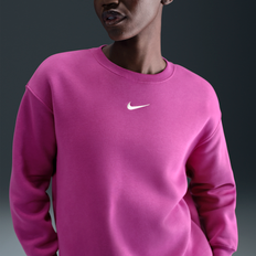 Nike Purple Jumpers Nike Oversized Round Neck Sweatshirt Phoenix Fleece - Rose