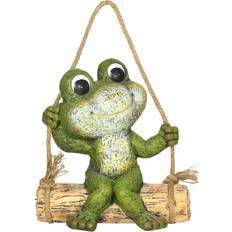 OutSunny Garden Decorations OutSunny Vivid Frog on Swing Art Sculpture