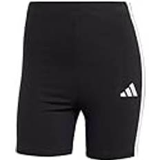 adidas Essentials 3-Stripes High Waisted Biker Shorts - Black/White