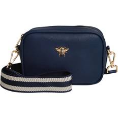 (Navy) Vegan Leather Bee Crossbody Bag Mini