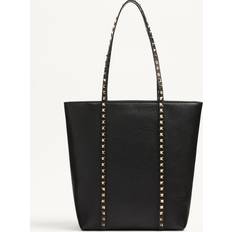 Rockstud Grained Leather Shopper Bag - Black