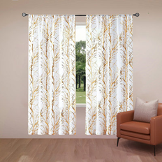 East Urban Home Polyester Curtains 63.0 H x 50.0 W in White/Gold