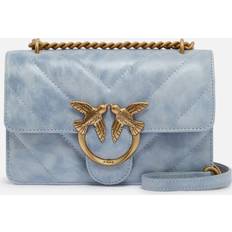 Pinko Tasker Pinko Used-effect leather crossbody Love Bag mini, Bleu clair or antique, U