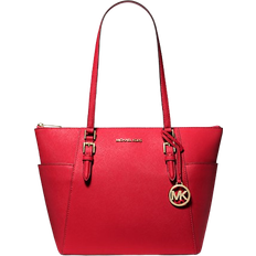 Michael Kors Charlotte Large Saffiano Leather Top Zip Tote Bag - Bright Red