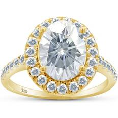 Gold - Moissanites Rings Affy Jewel Zone Us, Oval Cut Moissanite Lab Created Diamond Halo Engagement Promise Ring For Women In 14K Yellow Gold Over Sterling Silver(VVS1 Clarity G-H Color Cttw)-10