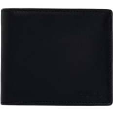 Leather Folding Wallet With Logo Details - Black