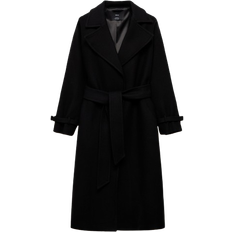 Mango Traviata Maxi Lapel Manteco Wool Coat - Black