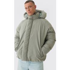 Mies - Puuvilla Takit boohooMAN Tall Man Steppjacke Mit Kapuze - Grau