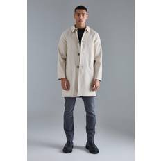 Herren - Trenchcoats Mäntel boohooMAN Klassischer Trenchcoat mit Kontrast-Einsatz - Beige