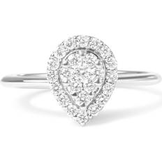 Haus of Brilliance 10K White Gold 3/8 Cttw Round-Cut Lab Grown Diamond Cluster Pear Promise Ring (G-H Color, VS2-SI1 Clarity)