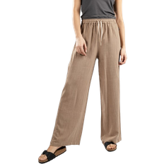 Long leg Blue Tomato Long Wide Leg Linen Pantalon - Marron