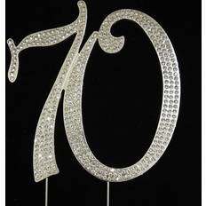 Silver Baking Decorations 70th Rhinestone Topper Silver Cake Decoration