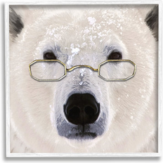 Framed Art Stupell Industries Snowy Polar Bear Glasses Floater Frame Graphic 24.0 H x 24.0 W x 1.5 D Framed Art 24x24"