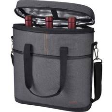 Tirrinia Wine carrier tote bag insulated 3 bottle cooler carrying case for travel picnic Gray 2 Capacity