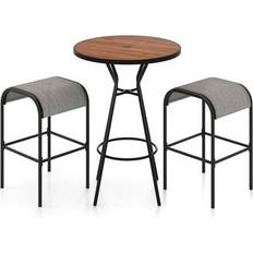 Costway Round Table with 1.6 Inches Umbrella Hole Outdoor Bar Set