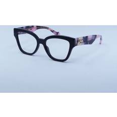 Gucci gg1424o 012 black with pink camouflage havana 54mm Clear Demo Lens