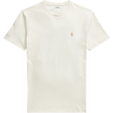 Bianco Magliette Polo Ralph Lauren Custom Slim Fit Jersey Crewneck T-Shirt Parchment Cream Male Beige