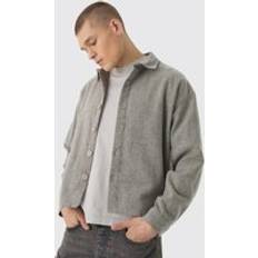 boohooMAN Oversized Brushed Twill Overshirt - Beige