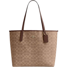 Coach City Tote Bag - Signature Canvas/Gold/Tan/Brown