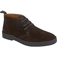 Colorado Men's Real Suede 3 Eyelet Lace Up Leather Lined Classic Desert Boots - Chocolate Brown