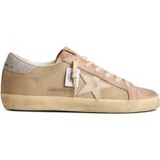 Beige - Viscose Sneakers GOLDEN GOOSE Super-Star Distressed-Effect Sneakers - Crystal/Polyester/Cotton/Calf Leather/Polyurethane/Polyester/Rubber/Viscose